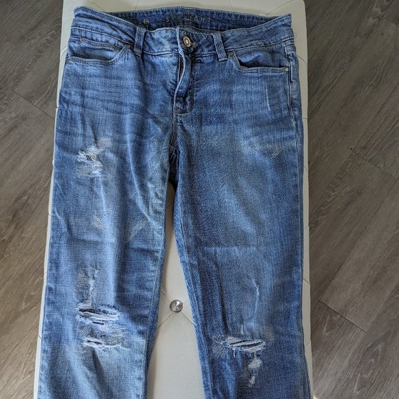 #201 WHBM Jeans Size 4S - Straight Capri Pants - Black & White Stripes Cuff - Picture 5 of 11